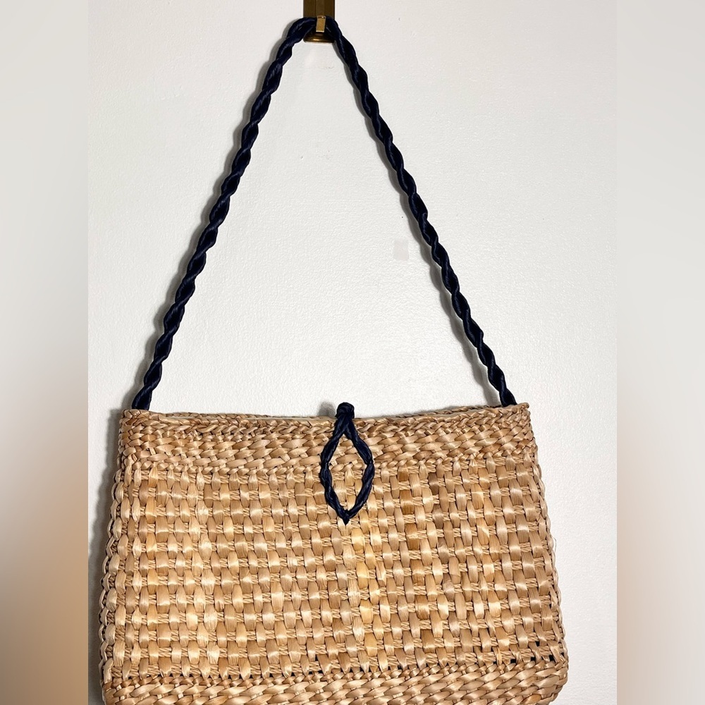 WALBORG VTG woven straw/ raffia  handbag/Purse/clutchflower detail made in Italy - Picture 11 of 11